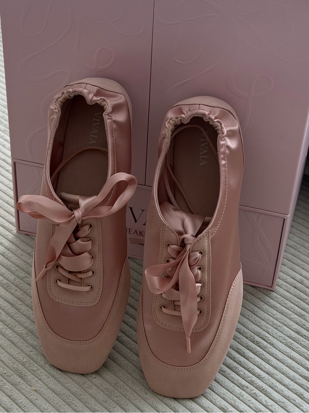 Square-Toe Lace-Up Satin Sneakerina (Cristina) in a limited edition jewelry box